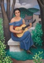 Young woman with a guitar painting by Jean Metzinger